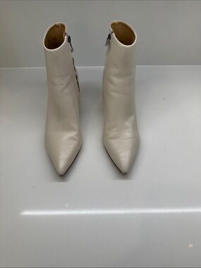 Marc Fisher Women's Pointed Toe Side-Zip Ankle Boots - Cream